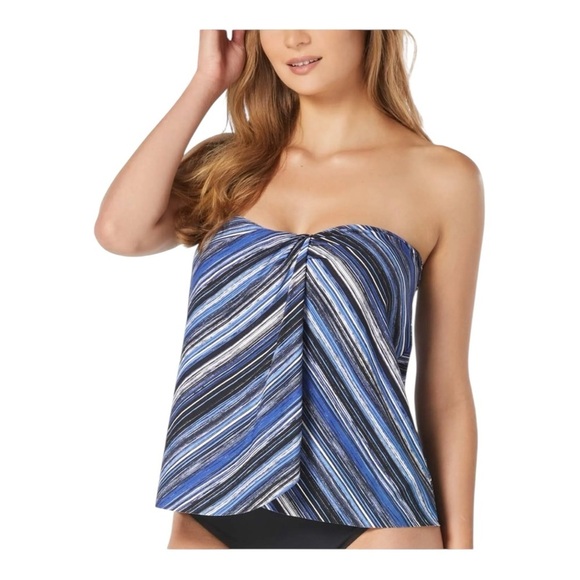 Coco Contours Clarity Draped Bandeau Bra Sized Tankini Top NWT - Picture 3 of 7